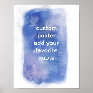 blue and white watercolor design add text custom poster
