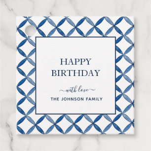 Blue and white watercolor Italian tile Favour Tags