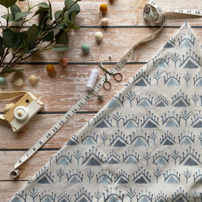 Blue and White Watercolor Moroccan Tile Pattern Fabric (Creator Uploaded)