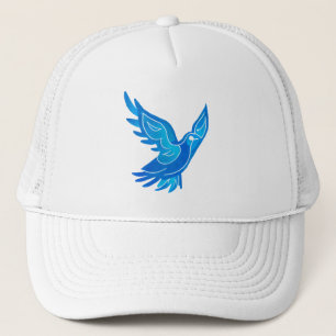 Blue and White Watercolor Peace Dove Trucker Hat