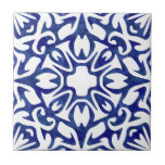 Blue and White Watercolor Spanish Pattern Ceramic Tile<br><div class="desc">Accent your Mediterranean or Spanish style decor with these ceramic tiles. Design features a classic blue and white Spanish tile pattern, freshly updated in swirly, variegated watercolors. Pattern can be scaled up or down for a dramatic large scale effect or detailed intricate look; click "Customise It, " select the image,...</div>