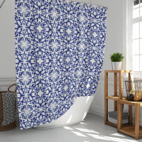 Blue and White Watercolor Spanish Tile Pattern