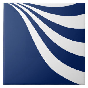Blue and White Wave Ceramic Tile