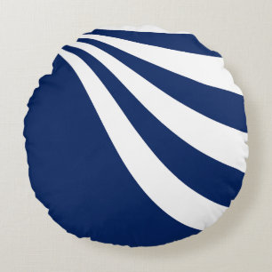 Blue and White Wave Round Cushion