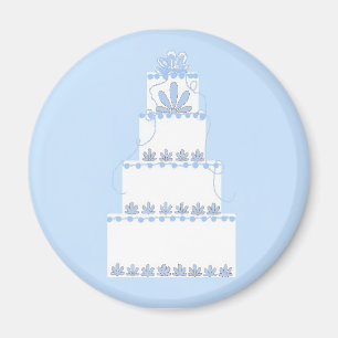 Blue and White Wedding Cake Magnet