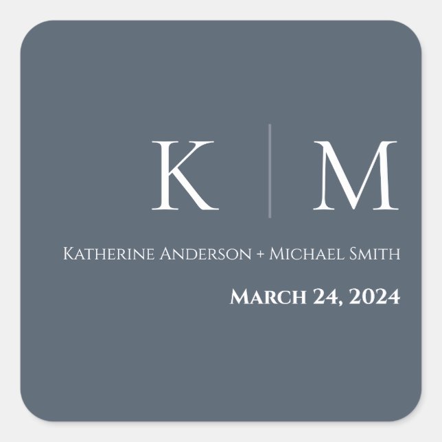 Blue and White-Wedding- Square Sticker (Front)