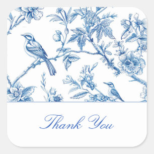 Blue and White Wedding Thank You Card Square Sticker