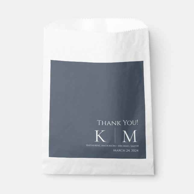 Blue and White-Wedding Thank you-  Favour Box Bag (Front)