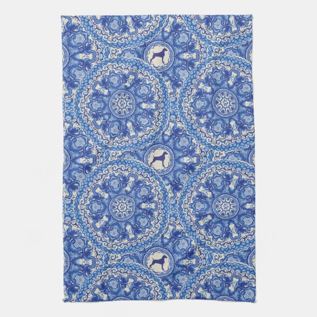 BLUE AND WHITE WEIM KITCHEN TOWEL 16"x24" (Vertical)
