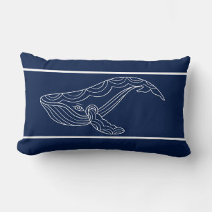 Blue and white Whale Lumbar Cushion
