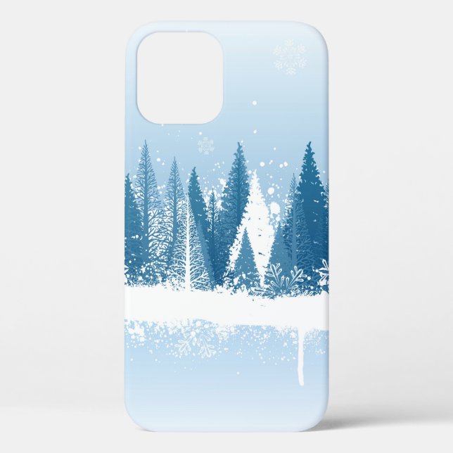 Blue and white winter forest grunge paint design Case-Mate iPhone case (Back)