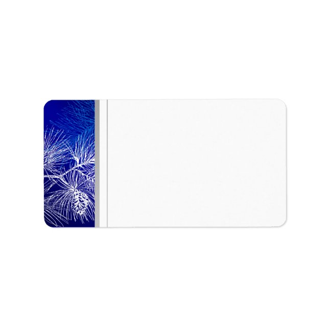 Blue and White Winter Pine Blank Address Label (Front)