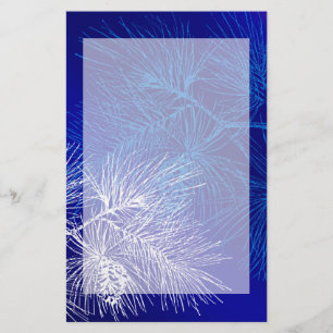 Blue and White Winter Pine Stationery