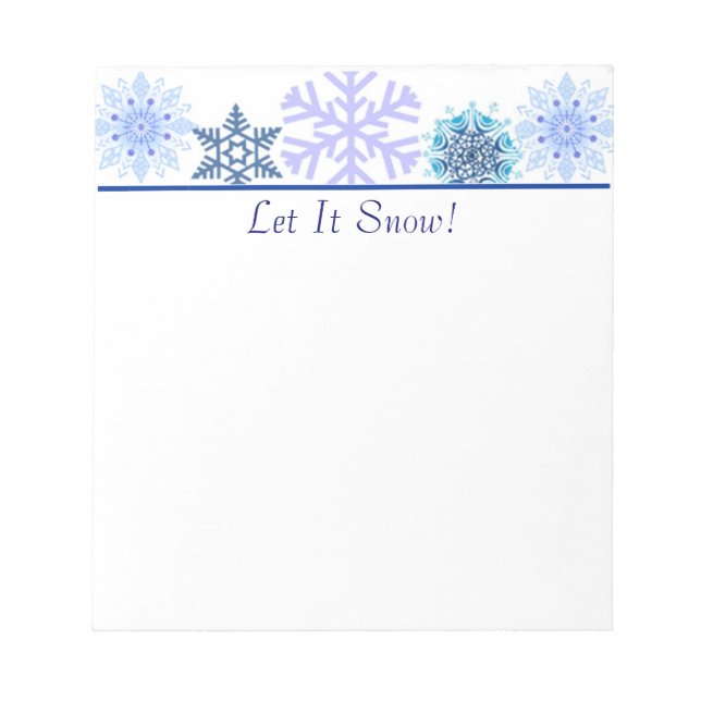 Blue and White Winter Snowflakes | Custom Holiday Notepad (Front)