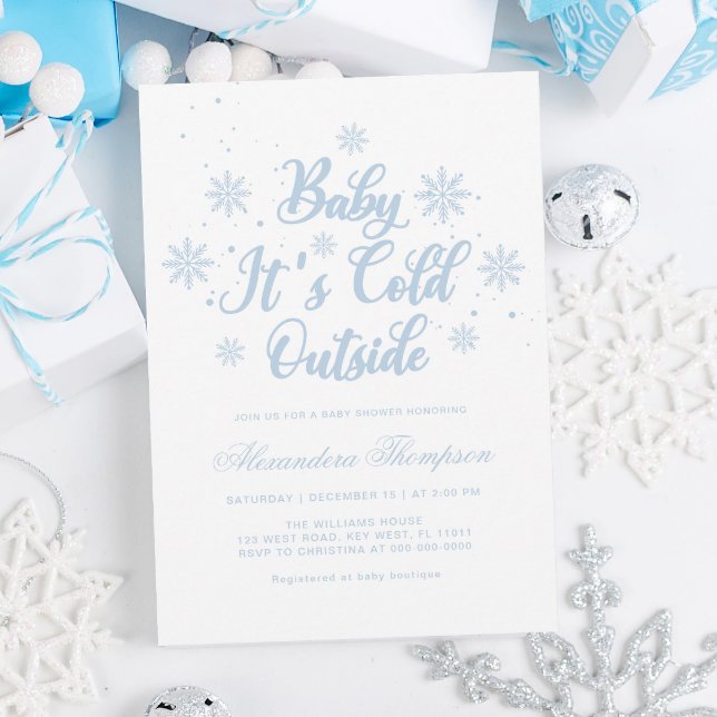 Blue and White Winter Wonderland Baby Shower Invitation (Creator Uploaded)