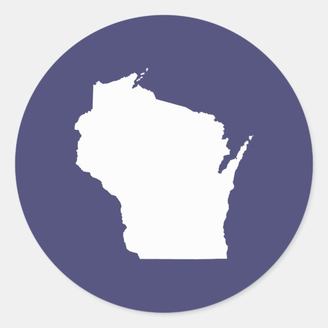 Blue and White Wisconsin Classic Round Sticker (Front)