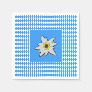 Blue and White with Edelweiss Oktoberfest  Napkin