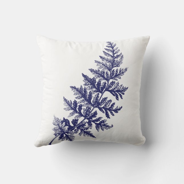 Blue and White woodland floral design pillow (Back)
