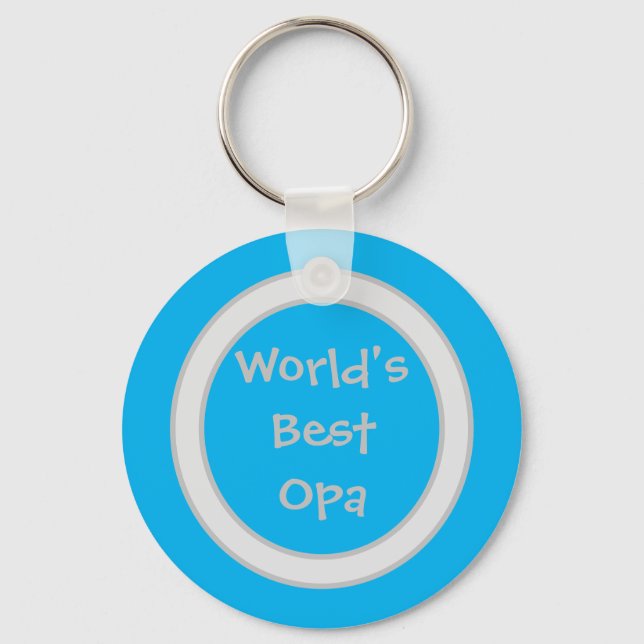 Blue And White World's Best Opa Keychain (Front)