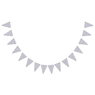 Blue and white wrapping paper featuring a graphic  bunting 