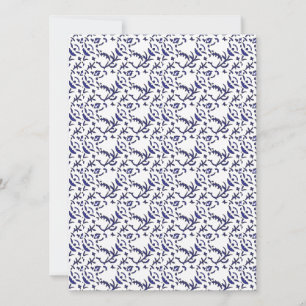 Blue and white wrapping paper featuring a graphic  invitation