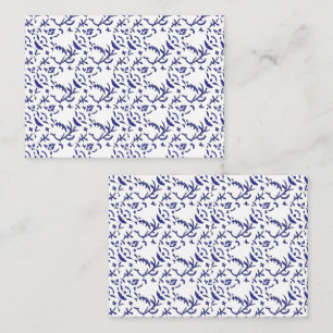 Blue and white wrapping paper featuring a graphic place card