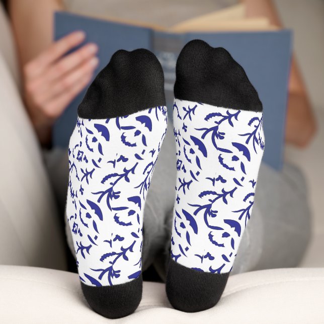 Blue and white wrapping paper featuring a graphic  socks (Bottom)