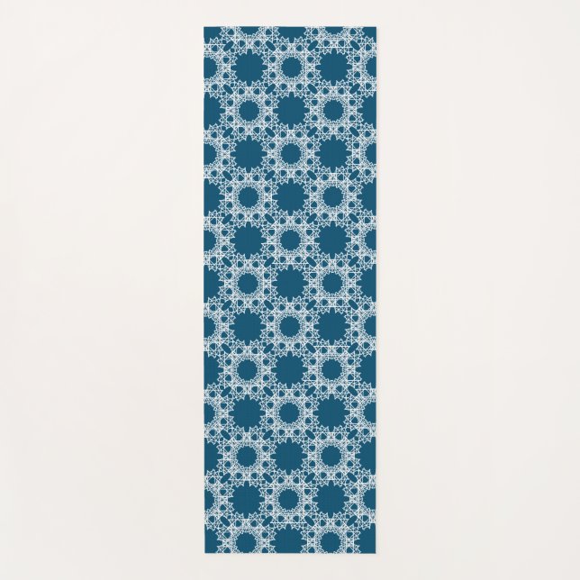 Blue and White Yoga Mat by Joya Eve (Front)