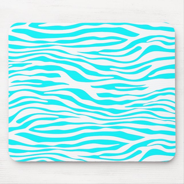 Blue and White Zebra Stripes Mouse Pad (Front)