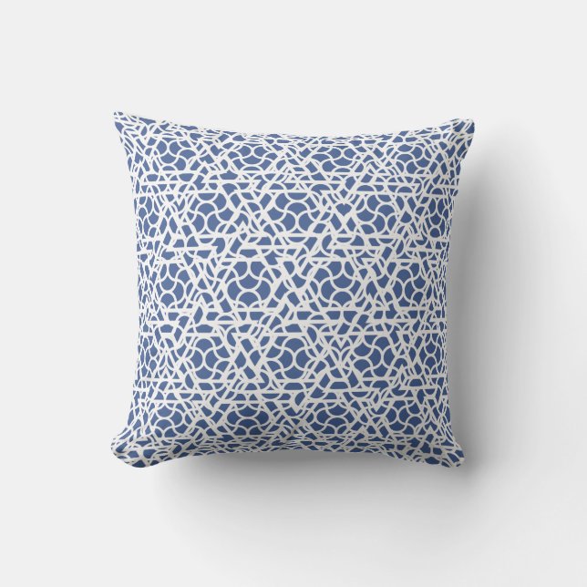 Blue and White Ziggy Pattern Cushion (Front)