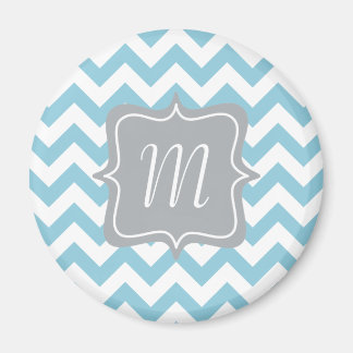 Blue and White Zigzag Monogram Magnet