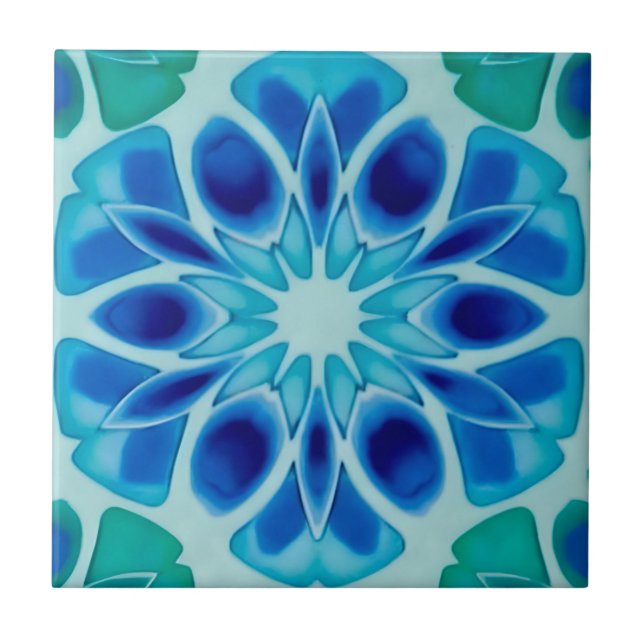 blue and whitemodern floral pattern tiles (Front)