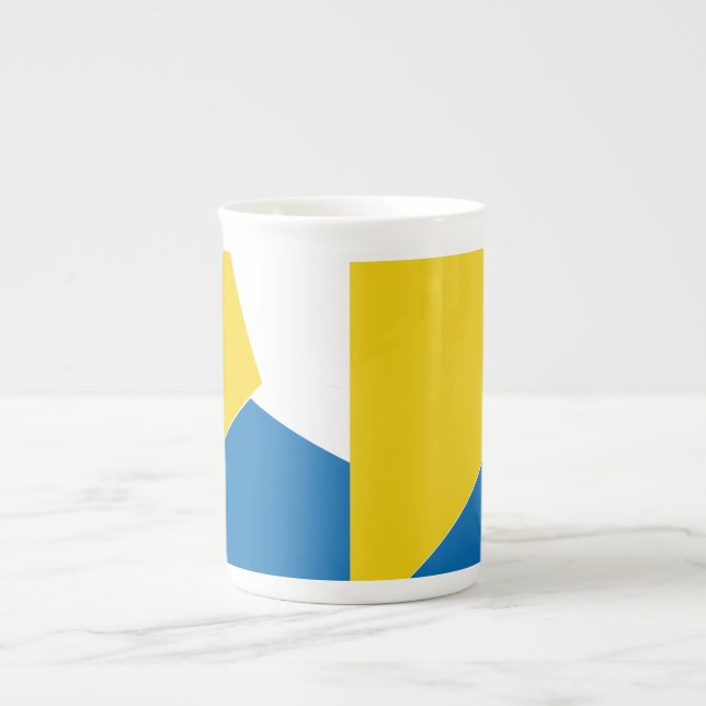 Blue and yellow Abstract Bone China Mug (Front)