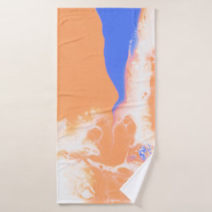 BLUE AND YELLOW ABSTRACT PAINTING BATH TOWEL