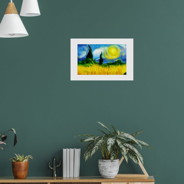 blue and yellow abstract painting  poster (Living Room 1)