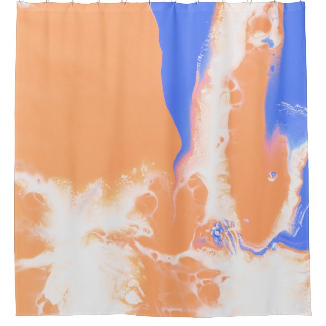 BLUE AND YELLOW ABSTRACT PAINTING SHOWER CURTAIN (Front)