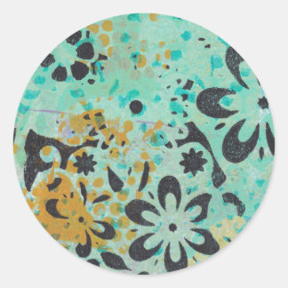 Blue and yellow abstract stickers