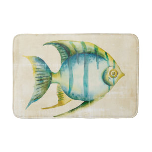 Blue and Yellow Aquarium Fish Bath Mat