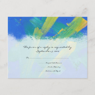 Blue and Yellow Artistic Wedding Invitation RSVP