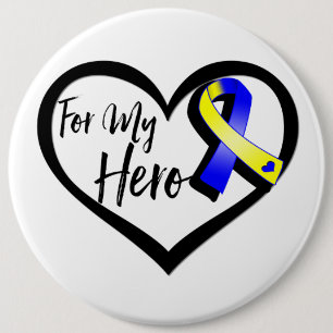 Blue and Yellow Awareness Ribbon For My Hero 6 Cm Round Badge