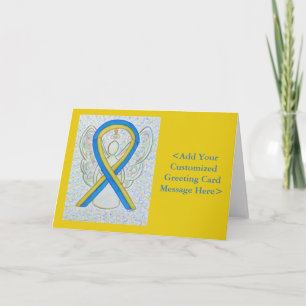 Blue and Yellow Awareness Ribbon Personalised Card