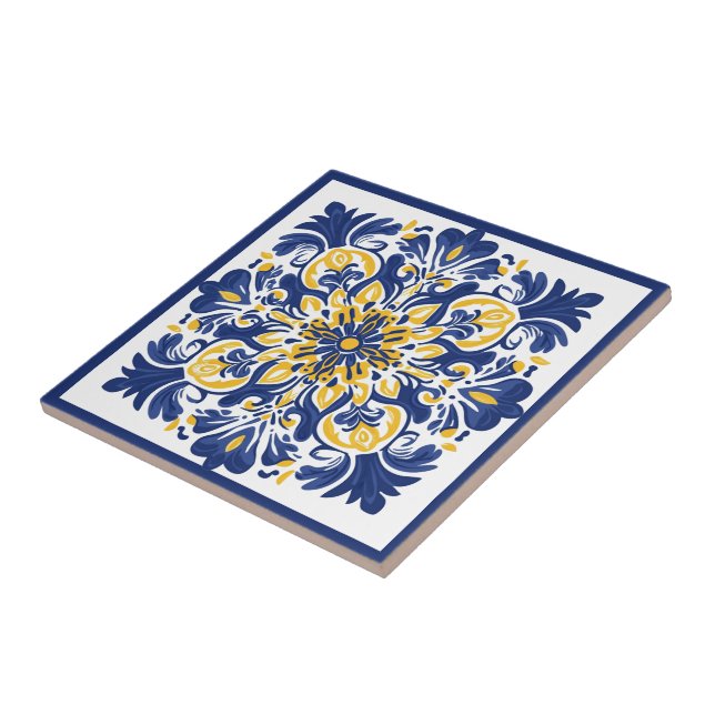  💛💙 Blue and yellow,  Azulejos  Ceramic Tile (Side)