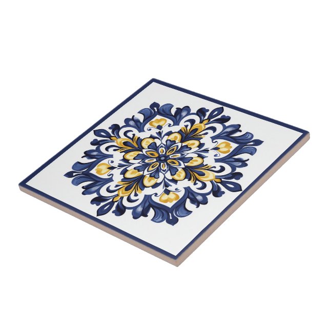  💛💙 Blue and yellow,  Azulejos  Ceramic Tile (Side)