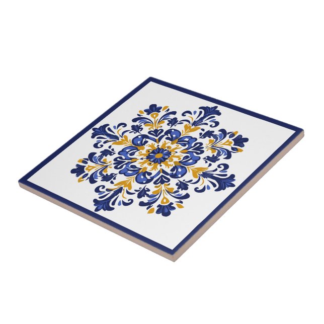  💛💙 Blue and yellow,  Azulejos  Ceramic Tile (Side)
