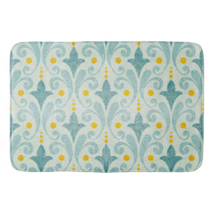 Blue and yellow bath mat