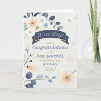 Blue and Yellow Blossoms New Baby Congratulations