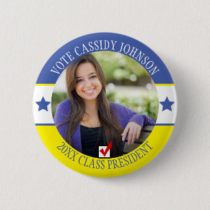 Blue and Yellow Campaign Student Body Vote 6 Cm Round Badge