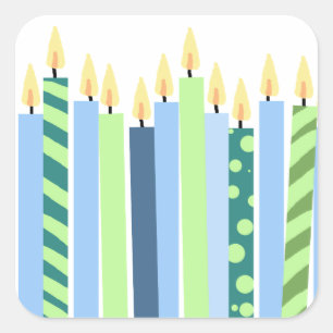 Blue and Yellow Candles Boys Birthday Square Sticker
