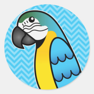 Blue And Yellow Cartoon Macaw Parrot Bird Classic Round Sticker