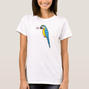 Blue And Yellow Cartoon Macaw Parrot Bird Love T-Shirt